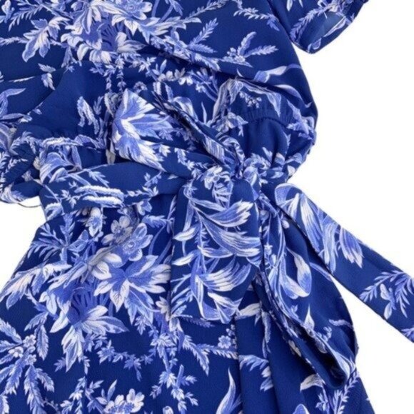 Talbots Blue Floral Etched Toile Smocked Fit and Flare Midi Dress - Picture 7 of 10